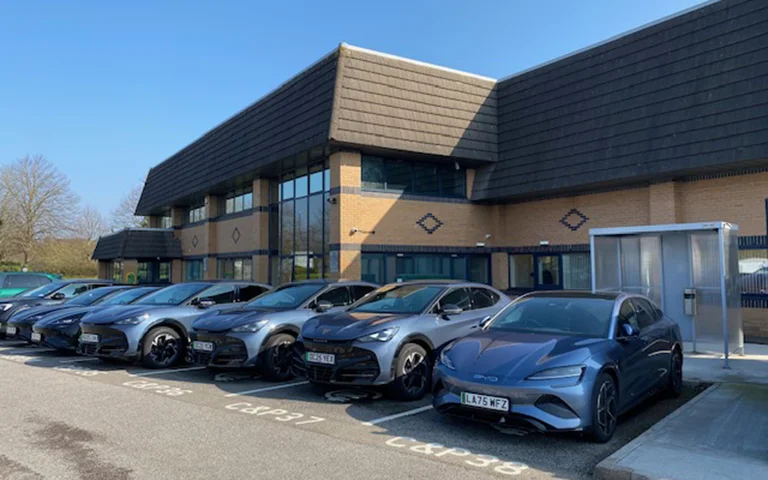 Electric cars parked at C&P Engineering HQ